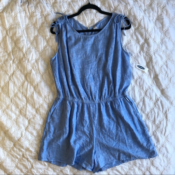 Old Navy Pants - *NWT* Old Navy Chambray Romper, Blue, Tie-Sleeves